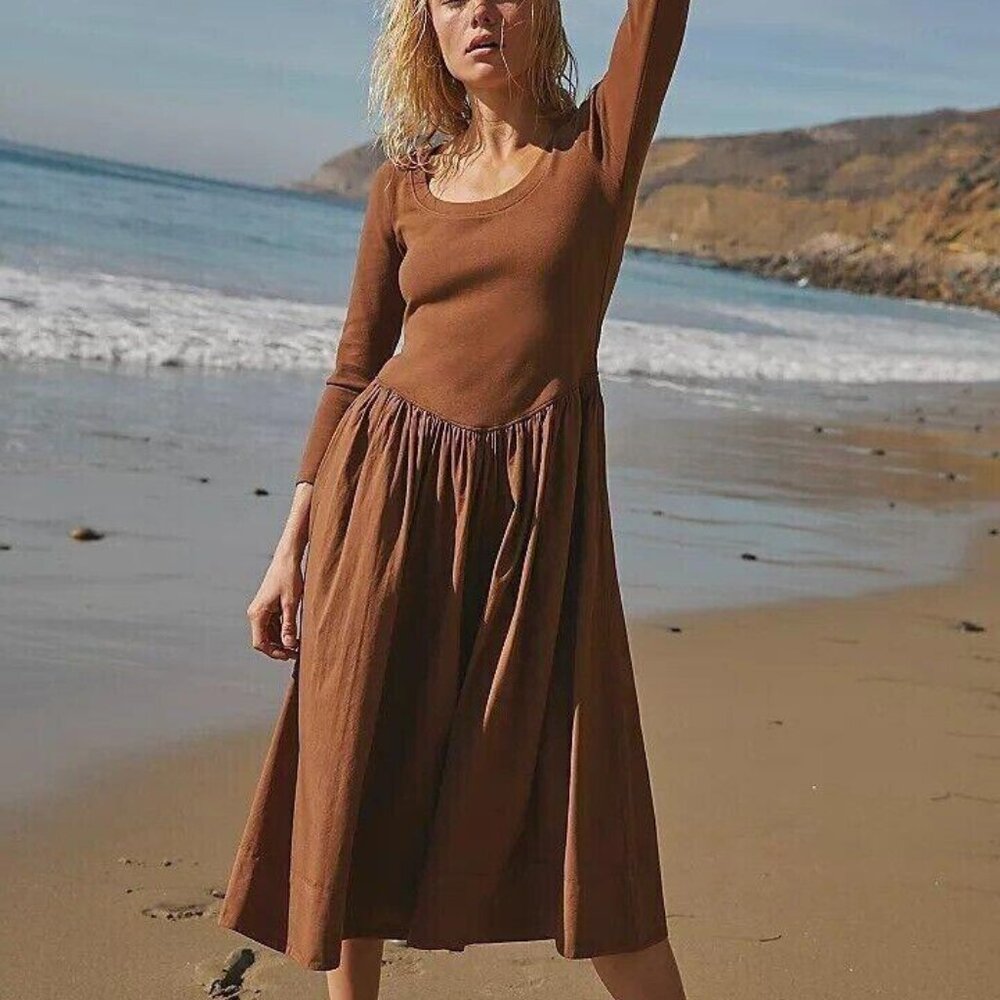 Free People Brown Midi Dress